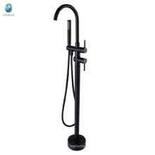 Hot sale floor mounted freestanding matte black bathtub faucet